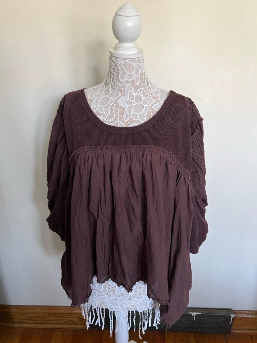 Free People Brown Boho Peasant Top